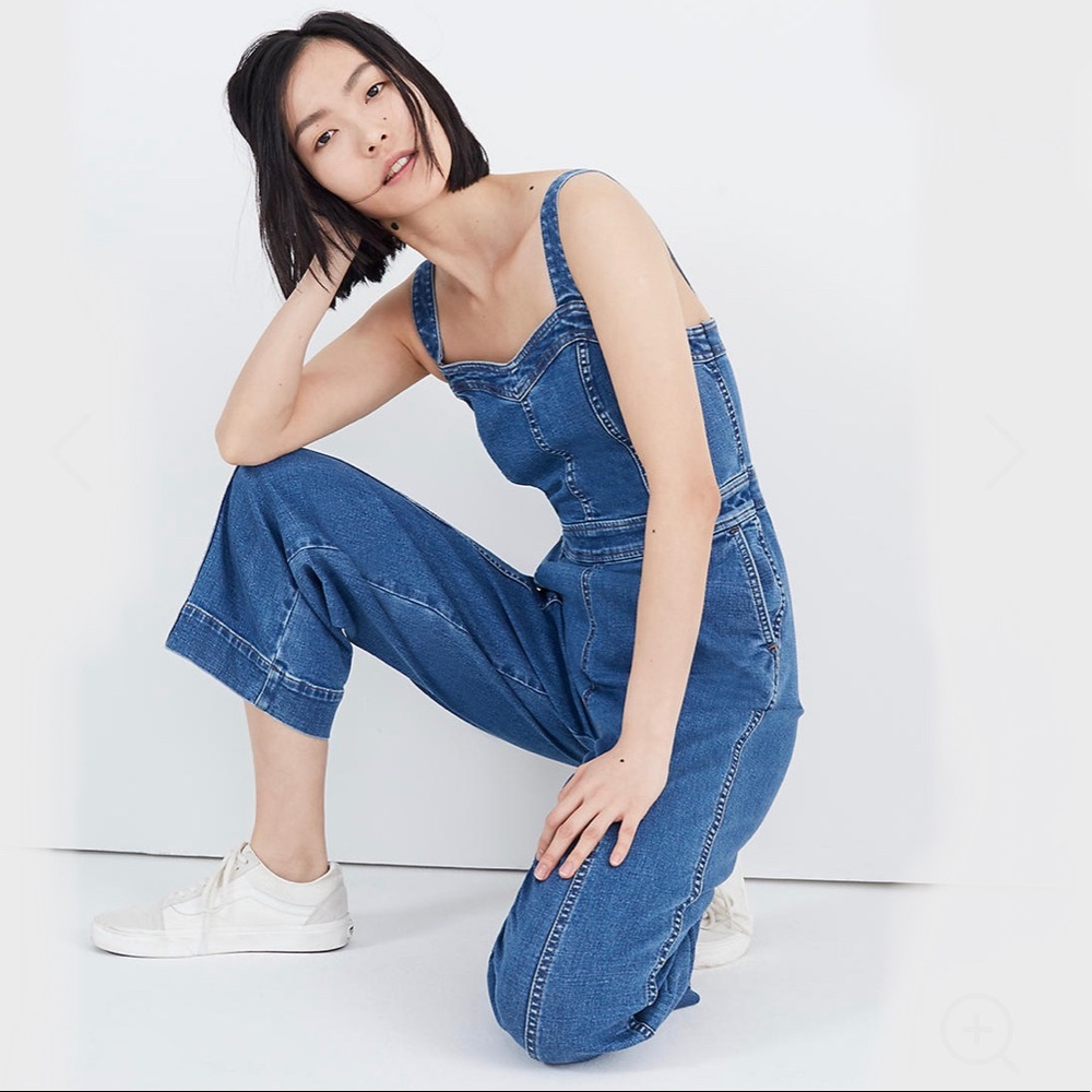 Madewell petite Denim seamed wide leg jumpsuit 2